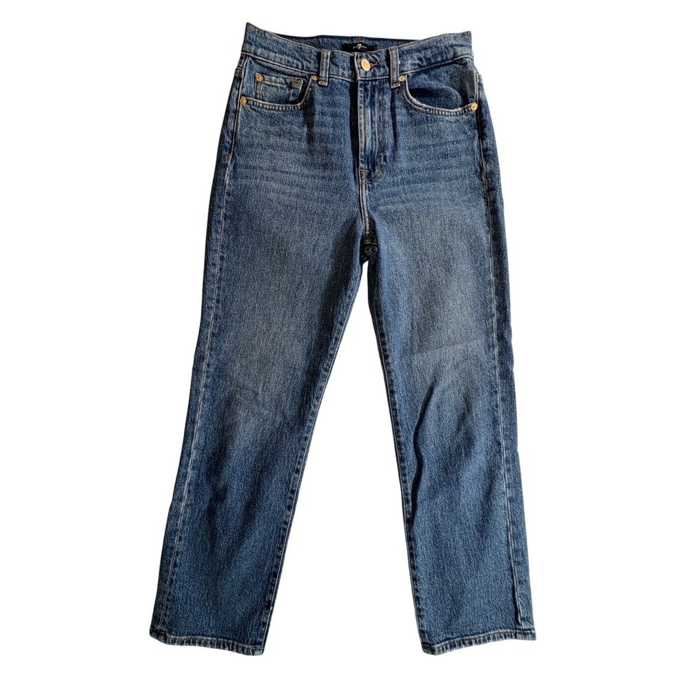 7 For All Mankind Straight Leg Jeans Womens 26 Blue High Rise‎ Denim Pants